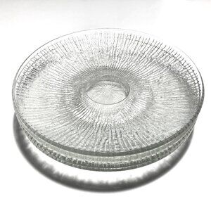 Vintage ‘Indiana Glass’ Set of 4 Clear, Textured “Tree Bark” Salad Plates
